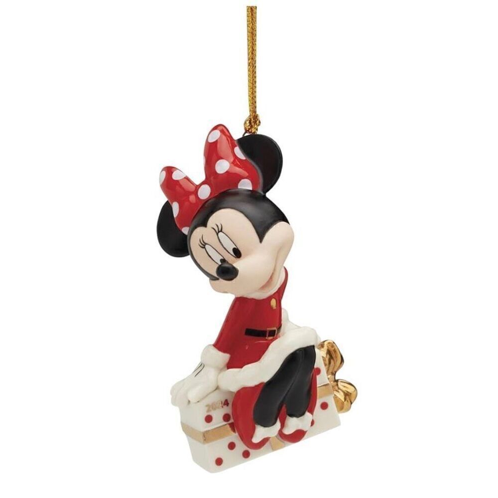 Lenox 895792 2024 Minnie Mouse Sitting On A Gift Ornament, Christmas